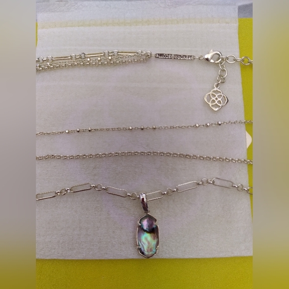 Kendra Scott Elisa Gold or Silver Triple Strand Necklace Lilac or Abalone - Picture 10 of 16
